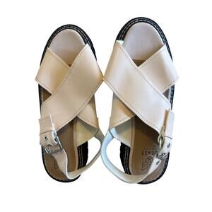 Buckle Beast Fashion Millie Beige Flatform Woman Chunky Wide Strap Sandals Size
